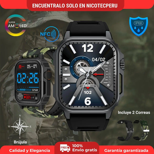 Smartwatch Militar Tw11 Bluetooth llamadas NFC brújula GPS - Gris